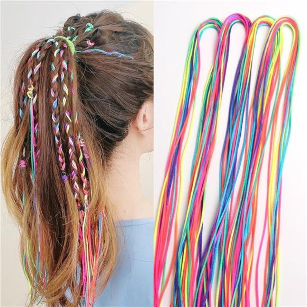 Girls 32Pcs Colorful Hair Wrap‎ String Braids Multi Rainbow Braiding Hair Tie